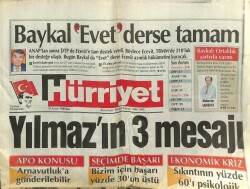 Hürriyet Gazetesi 15 Aralık 1998 - Mesut Yılmazın 3 Mesajı GZ101187 - 2