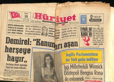 Hürriyet Gazetesi 15 Eylül 1968 - İşçi Milletvekili Winnick Göztepeli Bengisu Rona İle Evlenmek İçin Geliyor GZ117511 - 1