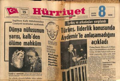 Hürriyet Gazetesi 15 Haziran 1963 - Dünya Nüfusunun Yarısı , Kalbden Ölüme Mahkum GZ82122 - 1