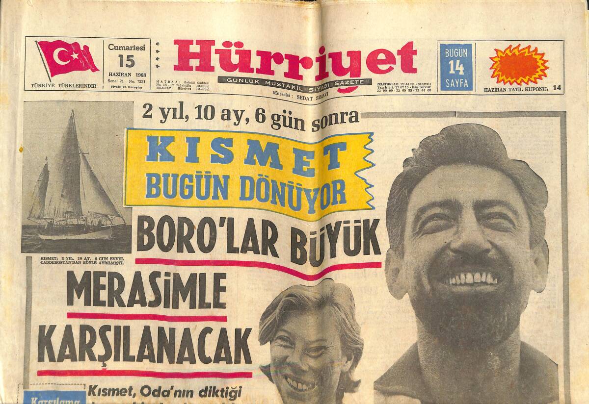 Hürriyet Gazetesi 15 Haziran 1968 - Lunapark Gazinosu Dev Boy Afişi * Sadri Alışık-Nesrin Sipahi GZ142434 - 1