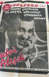 Hürriyet Gazetesi 15 Haziran 1968 - Lunapark Gazinosu Dev Boy Afişi * Sadri Alışık-Nesrin Sipahi GZ142434 - 2