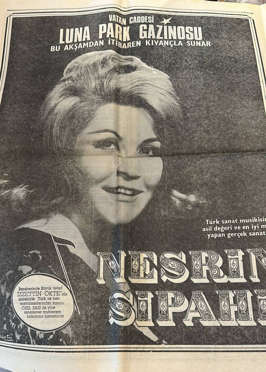 Hürriyet Gazetesi 15 Haziran 1968 - Lunapark Gazinosu Dev Boy Afişi * Sadri Alışık-Nesrin Sipahi GZ142434 - 3