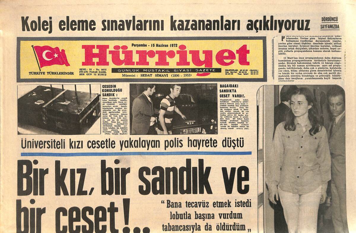 Hürriyet Gazetesi 15 Haziran 1972 - Yılmaz Güney Umut Filmini Yurtdışına Kaçırmaktan Yargılandı GZ156728 - 1