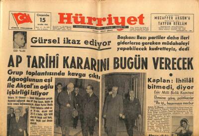 Hürriyet Gazetesi 15 Kasım 1961 - AP Tarihi Kararını Bugün Verecek GZ67467 - 1