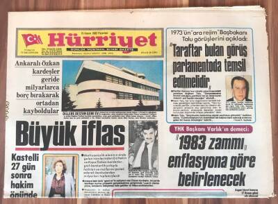 Hürriyet Gazetesi 15 Kasım 1982 - Büyük İflas GZ1789 - 1