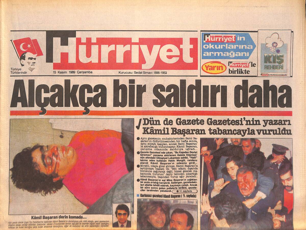 Hürriyet Gazetesi 15 Kasım 1989 - Türkan Şoray Ve Fatma Girik Yürüdü - Dalan ANAP'tan İstifa Etti GZ133061 - 1