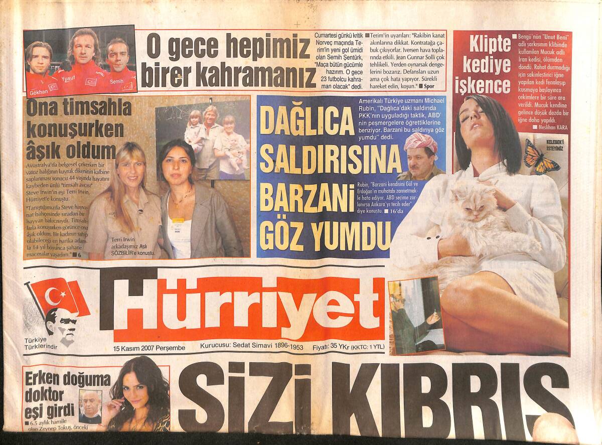 Hürriyet Gazetesi 15 Kasım 2007 - Bengü'nün Klibinde Kediye İşkence - Britney Spears Yeniden Doğacak GZ160109 - 1