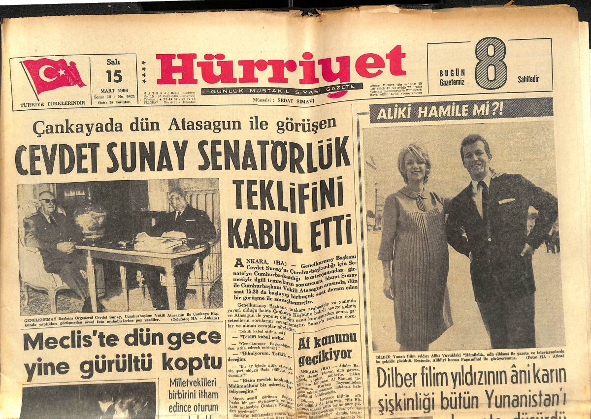 Hürriyet Gazetesi 15 Mart 1966 - Dünyada En Ucuz Doktor Yetiştiren Ülke Türkiye - Sukarno'nun Adamları Tutuklandı GZ142046 - 1