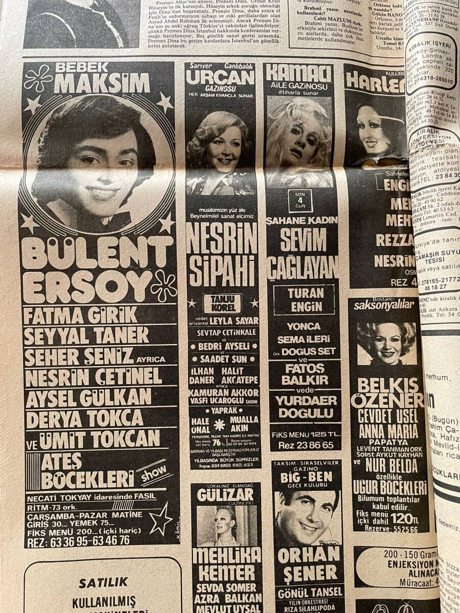Hürriyet Gazetesi 15 Mart 1976 - Bülent Ersoy Bebek Maksim Afiş - Ege'de Yunan Müdahalesini Savaş Sebebi Sayacağız - Galatasaray Attı Beşiktaş Sevindi GZ140474 - 2