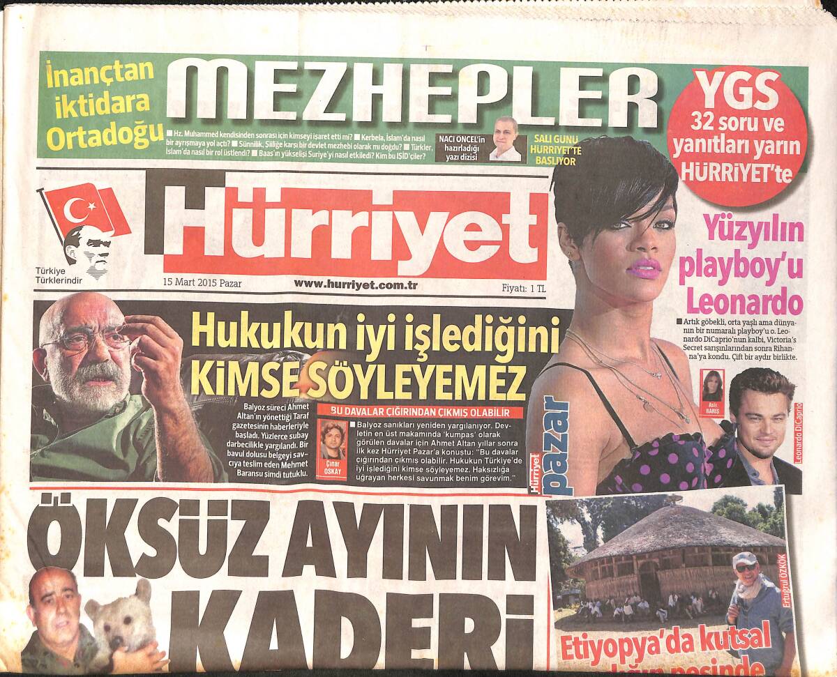 Hürriyet Gazetesi 15 Mart 2015 - CIA : Esad'ın Çökmesini İstemiyoruz GZ160195 - 1