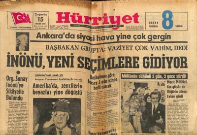 Hürriyet Gazetesi 15 Mayıs 1963 - Org. Sunay İnönüye Şikayette Bulundu GZ65291 - 1