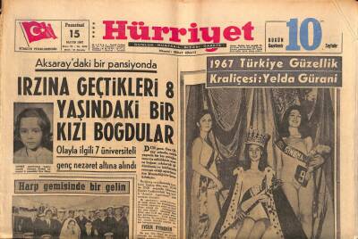 Hürriyet Gazetesi 15 Mayıs 1967 - 1967 Türkiye Güzellik Kraliçesi Yelda Gürani - GPnin Tabelası Dün Asıldı GZ92006 - 1