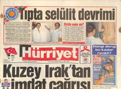 Hürriyet Gazetesi 15 Mayıs 1993 - Kuzey Iraktan İmdat Çağrısı - İnönünün Sözleri Grubunu Kızdırdı GZ127548 - 1
