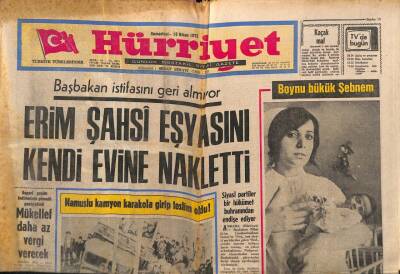 Hürriyet Gazetesi 15 Nisan 1972 - Erim Şahsi Eşyasını Kendi Evine Nakletti GZ76355 - 1