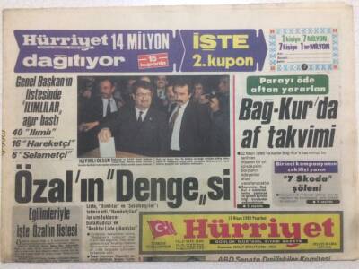 Hürriyet Gazetesi 15 Nisan 1985 - Özalın Dengesi GZ48615 - 1