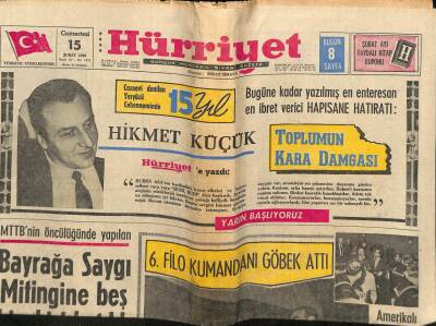 Hürriyet Gazetesi 15 Şubat 1969 - Bayrağa Saygı Mitingine Beş Bin Kişi Katıldı GZ76773 - 1