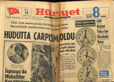 Hürriyet Gazetesi 15 Temmuz 1962 - Hudutta Çarpışma Oldu GZ54895 - 1