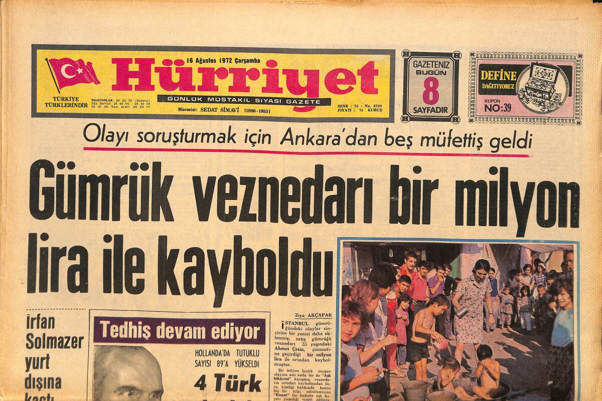 Hürriyet Gazetesi 16 Ağustos 1972 - Barbaros Tuna'da Alabora Oldu GZ157809 - 1