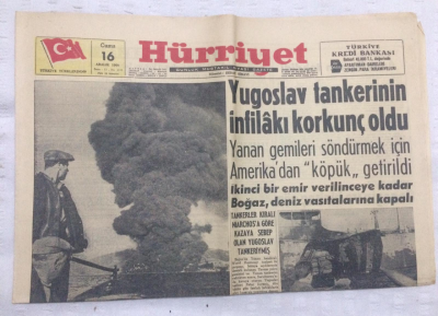 Hürriyet Gazetesi 16 Aralık 1960 - Yugoslav Tankerinin İnfilakı Korkunç Oldu - GZ17898 - 1
