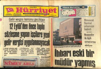 Hürriyet Gazetesi 16 Aralık 1980 - Umudumuz Milli Piyango,İşçilere Yeni Gelir Vergisi Uygulanmayacak GZ97419 - 1