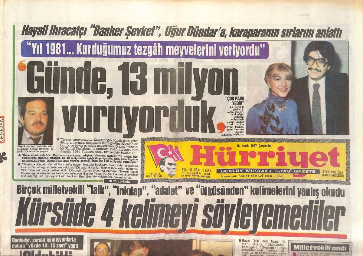 Hürriyet Gazetesi 16 Aralık 1987 - Washington'da Kin Müzesi - ANAP'ta Bakanlık Heyecanı GZ150491 - 1