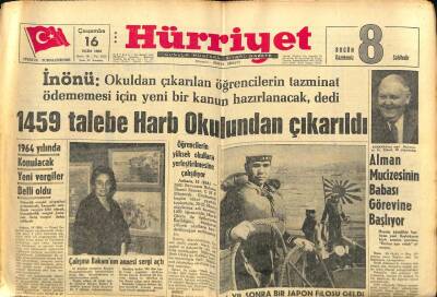Hürriyet Gazetesi 16 Ekim 1963 - 1459 Talebe Harb Okulundan Çıkarıldı GZ65237 - 2