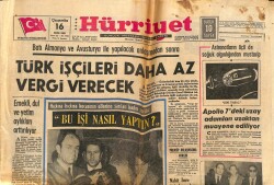 Hürriyet Gazetesi 16 Ekim 1968 - Türk İşçileri Daha Az Vergi Verecek GZ72103 - 2