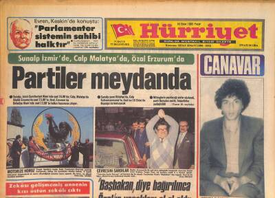 Hürriyet Gazetesi 16 Ekim 1983 - Türkan Şoray-Cihan Ünaldan Beklenen Nikâh - Partiler Meydanda GZ127080 - 1