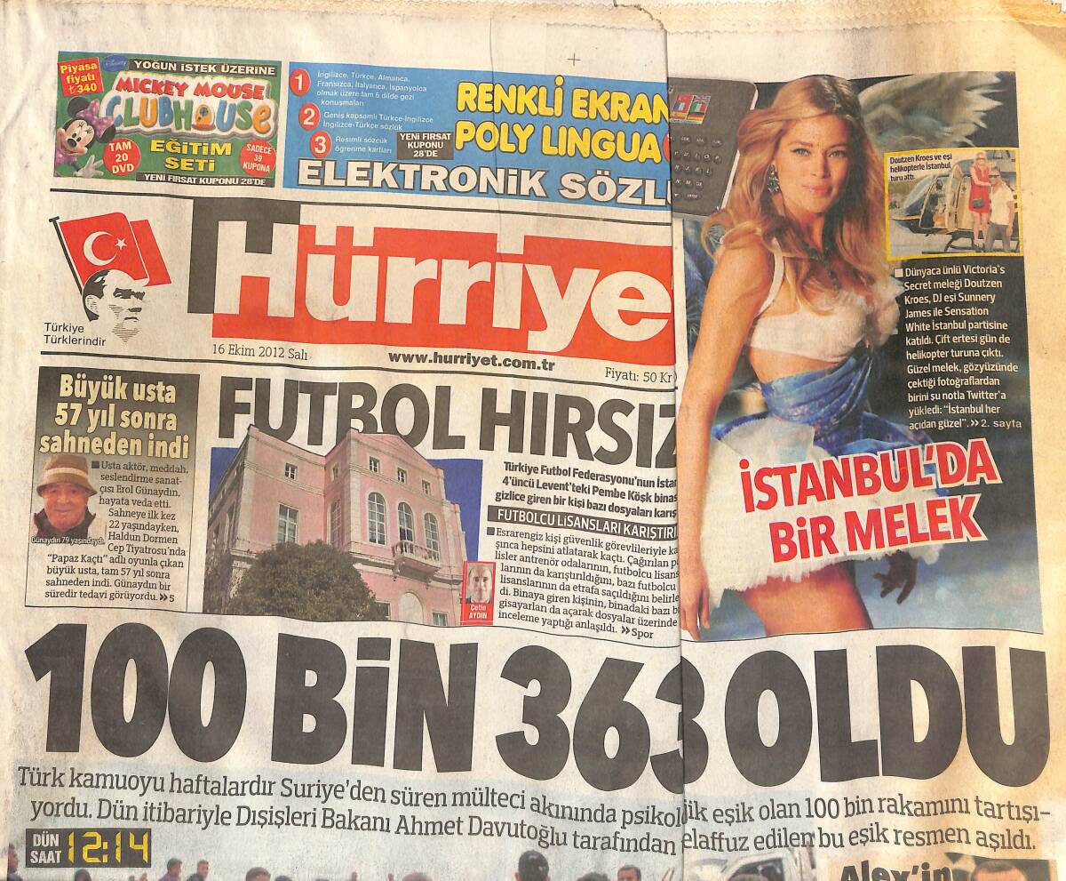 Hürriyet Gazetesi 16 Ekim 2012 - Burak Özçivit Motosikletten Yuvarlandı - İstanbul'da Bir Melek Doutzen Kroes GZ154692 - 1