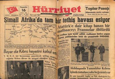 Hürriyet Gazetesi 16 Eylül 1954 - Şimali Afrikada Tam Bir Tethiş Havası Esiyor GZ67364 - 1