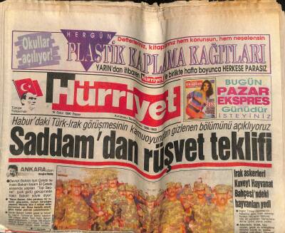 Hürriyet Gazetesi 16 Eylül 1990 - Saddamdan Rüşvet Teklifi - Baykalın Beyoğlu Yürüyüşü GZ120875 - 1
