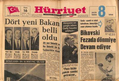 Hürriyet Gazetesi 16 Haziran 1963 - Bikovski Fezada Dönmiye Devam Ediyor GZ70917 - 2