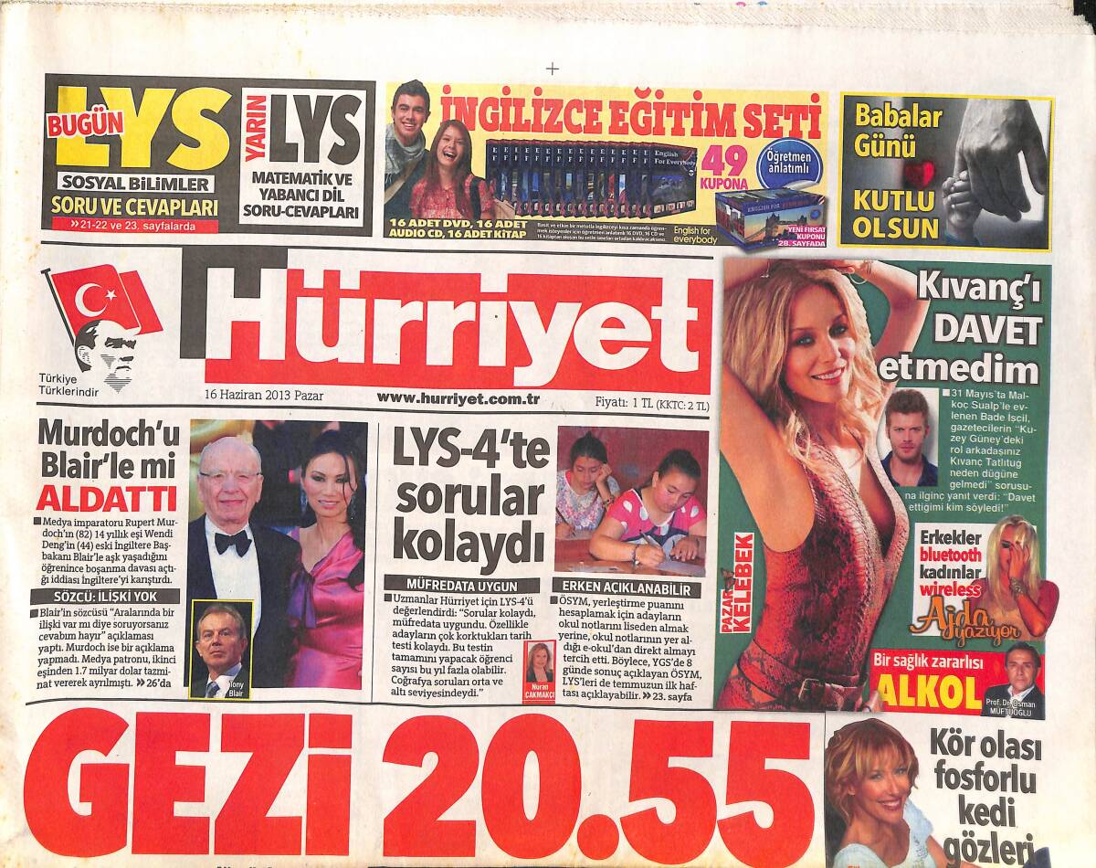 Hürriyet Gazetesi 16 Haziran 2013 - Sincan Mitingi Tuzak Kuruldu! - Gülse Birsel: Kör Olası Fosforlu Kedi Gözleri! GZ136837 - 1