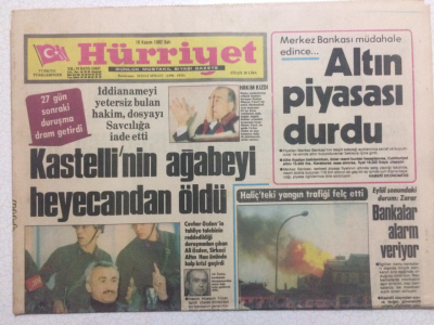 Hürriyet Gazetesi 16 Kasım 1982 - Kastellinin Ağabeyi Heyecandan Öldü GZ23768 - 1