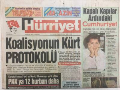 Hürriyet Gazetesi 16 Kasım 1991 - Koalisyonun Kürt Protokolü GZ34385 - 1