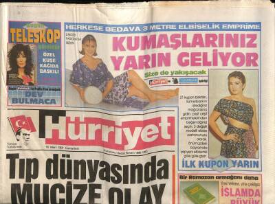 Hürriyet Gazetesi 16 Mart 1991 - Tıp Dünyasında Mucize Olay GZ80820 - 1
