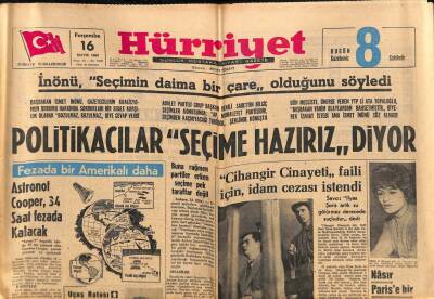 Hürriyet Gazetesi 16 Mayıs 1963 - Politikacılar Seçime Hazırız Diyor GZ82123 - 1