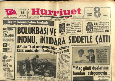 Hürriyet Gazetesi 16 Mayıs 1966 - Bölükbaşı ve İnönü , İktidara Şiddetle Çattı GZ77697 - 1
