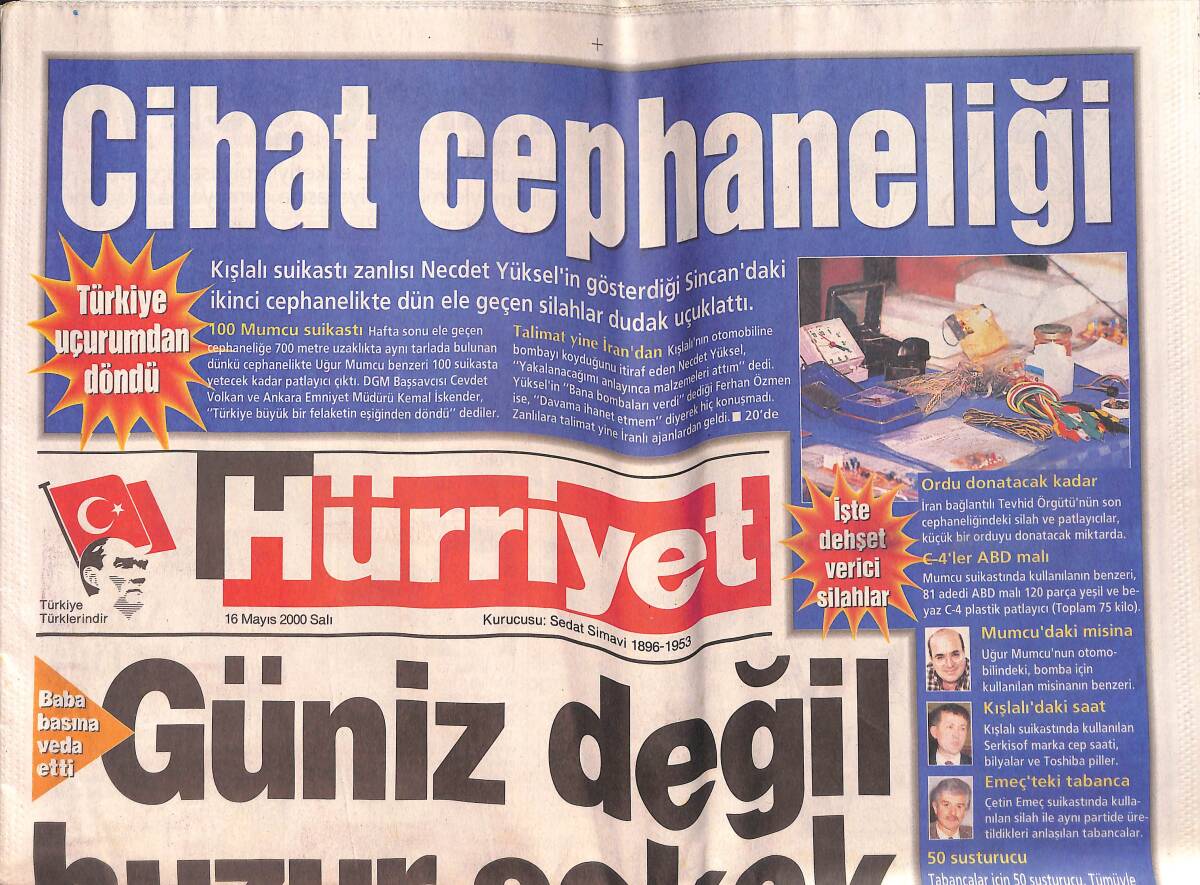 Hürriyet Gazetesi 16 Mayıs 2000 - Türk Sosyetesi Cannes'ta - Terim: Arsenal Maçının Taktiğini Belirledi GZ157188 - 1