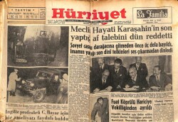 Hürriyet Gazetesi 16 Nisan 1955 - Fuat Köprülü Hariciye Vekilliğinden Ayrıldı GZ71108 - 2