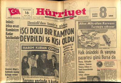 Hürriyet Gazetesi 16 Nisan 1966 - İşçi Dolu Bir Kamyon Devrildi 16 Kişi Öldü GZ54984 - 1