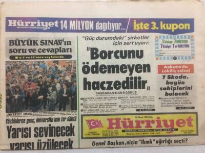 Hürriyet Gazetesi 16 Nisan 1985 - Özalı Etkileyen 3 Olay GZ47882 - 1