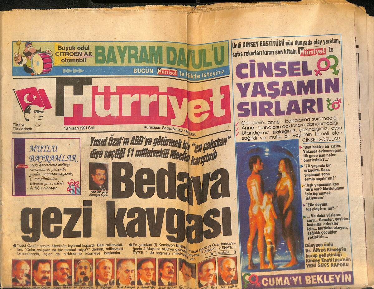 Hürriyet Gazetesi 16 Nisan 1991 - Beşiktaş'ta Durmak Yok - Saddam Savaş Suçlusu GZ133369 - 1