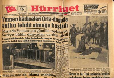 Hürriyet Gazetesi 16 Ocak 1957 - Yemen Hadiseleri Ortadoğuda Sulhü Tehdit Etmeye Başladı GZ56137 - 1