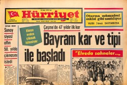 Hürriyet Gazetesi 16 Ocak 1973 - Çeşme'de 47 Yıldır İlk Kar - Müzeyyen Senar, 40 Yıllık Sahne Hayatını Bıraktı GZ158150 - Gökçekoleksiyon