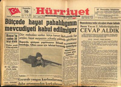 Hürriyet Gazetesi 16 Şubat 1956 - Hınısta Çığdan 20 Kişi Öldü - Gerzede Yangın Kurbanlarının Daha Artmasından Korkuluyor GZ91680 - 1