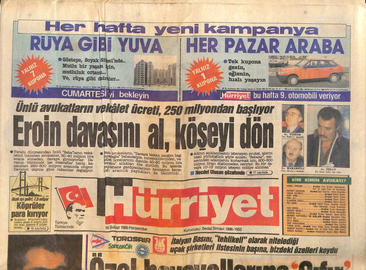 Hürriyet Gazetesi 16 Şubat 1989 - Pakistan , Füze Konuşacak - Müjdat Gezen , Kadın Kılığında Fal Bakıp Büyü Yapacak GZ157851 - 1