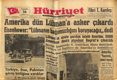 Hürriyet Gazetesi 16 Temmuz 1958 - Türkiye , İran , Pakistan Görüş Birliğine Vardılar GZ68933 - 2