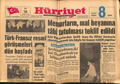 Hürriyet Gazetesi 16 Temmuz 1963 - Memurların , Mal Beyanına Tabi Tutulması Teklif Edildi GZ72048 - 2