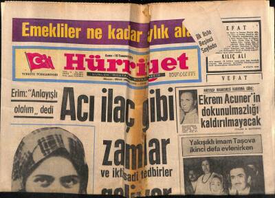 Hürriyet Gazetesi 16 Temmuz 1971 - Ekrem Acunerin Dokunulmazlığı Kaldırılmayacak GZ115604 - 1